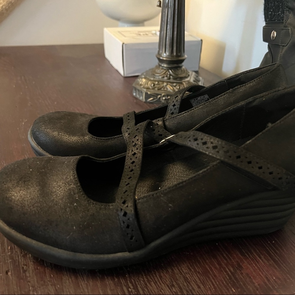 Black, Sketchers Mary-Jane Wedges